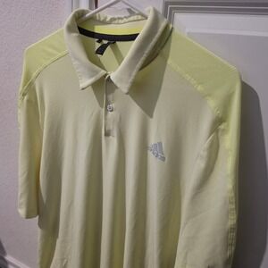 Adidas Aeroready Mens Polo Shirt Pale Yellow Textured Short Sleeve Large